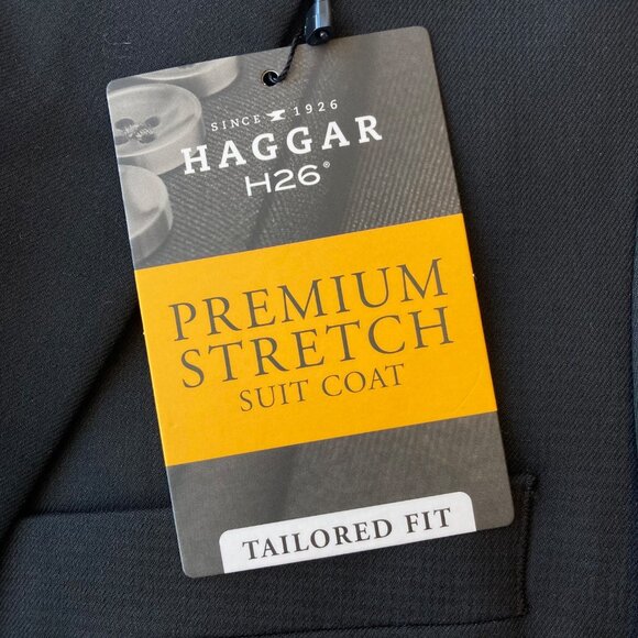 Haggar H26 Premium Stretch Suit Coat Tailored Fit 38R Black Shadow Check NWT - Picture 4 of 13